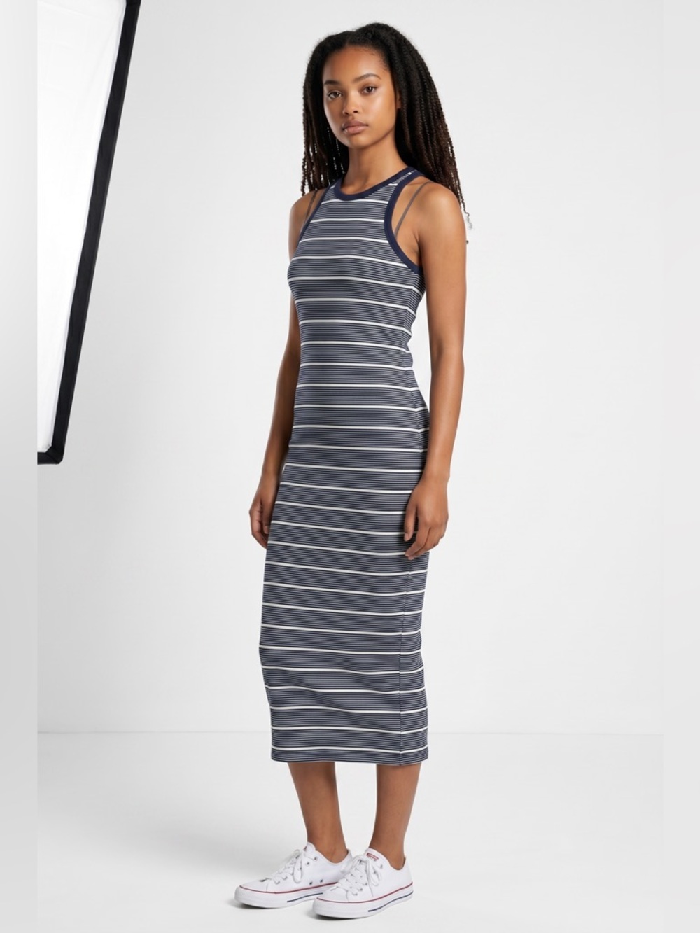 Cotton On Striped Tank Scoop Back Midi Dress